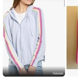Whisper By Brodie Cashmere Zip Sweater Rainbow Size Small